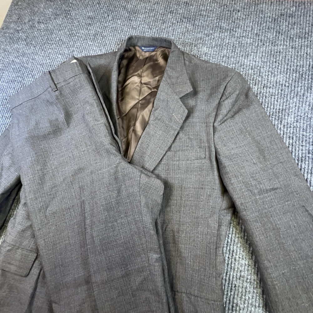 Vintage Kuppenheimer‎ 2 piece Suit 1970's Gray Glen Plaid Talon Zip USA 42R